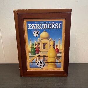 MB Parcheesi Game Vintage Collection Wood Bookshelf Open Box Sealed Contents